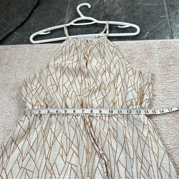 Elizabeth Crosby Midi Dress Keyhole Bust Cream Burnt Orange Fall Size Medium - Picture 6 of 9